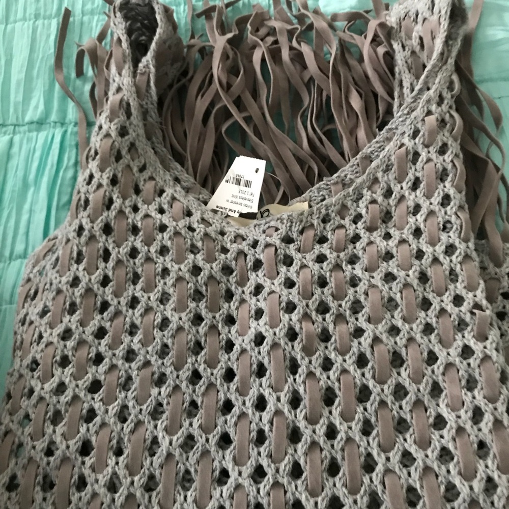 Ya Los Angeles Knit vest w velvety fringes size L